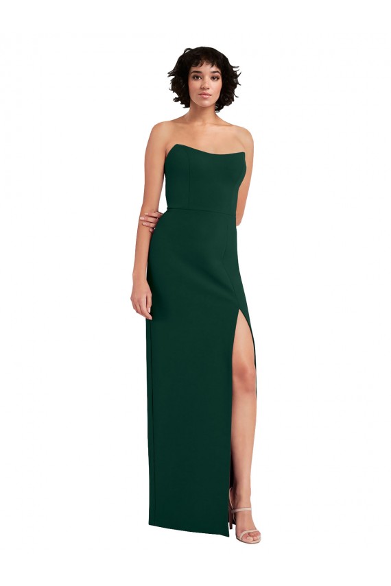 Compre Verde Midnight Cubierta Cucharón Sin tirantes Crepé Elástico Largo Formales Vestidos de dama de honor / Vestidos de fiesta