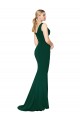 Compre Verde Midnight Sirena Cuello en V Cuello Alto Crepé Elástico Largo Formales Vestidos de dama de honor / Vestidos de fiesta