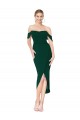 Compre Verde Midnight Sirena Hombros Descubiertos Crepé Elástico Corto Asimétrico Formales Vestidos de dama de honor / Vestidos de fiesta / Vestidos de cóctel