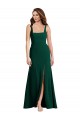 Compre Verde Midnight Trompeta Cuadrado Crepé Elástico Largo Vestidos de dama de honor / Vestidos de fiesta