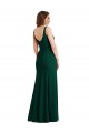 Compre Verde Midnight Trompeta Cuadrado Crepé Elástico Largo Vestidos de dama de honor / Vestidos de fiesta