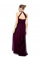 Compre Verde Midnight línea A Halter Gasa Largo Vestidos de dama de honor