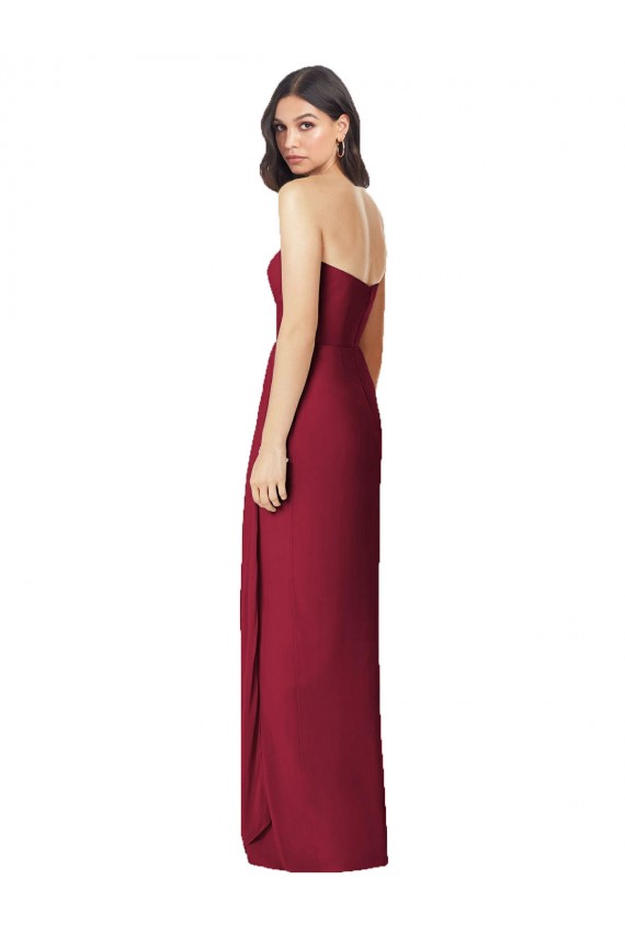 Compre Verde Oliva Trompeta Cuello de Corazón Sin tirantes Gasa Largo Vestidos de dama de honor