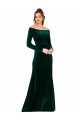 Compre Verde oscuro Cubierta Hombros Descubiertos Terciopelo Elástico Largo Formales Vestidos de dama de honor / Vestidos de fiesta