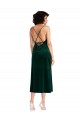 Compre Verde oscuro Cubierta Midi Terciopelo Elástico Corto Formales Vestidos de dama de honor / Vestidos de fiesta / Vestidos de cóctel