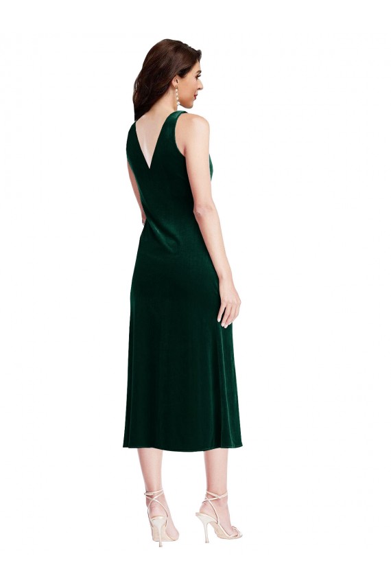Compre Verde oscuro Cubierta Midi Terciopelo Elástico Corto Vestidos de dama de honor / Vestidos de fiesta / Vestidos de cóctel