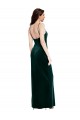 Compre Verde oscuro Cubierta Tirantes espagueti Cuadrado Terciopelo Elástico Largo Vestidos de dama de honor / Vestidos de fiesta