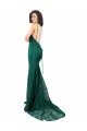 Compre Verde oscuro Sirena Cuello en V Encaje Largo Vestidos de dama de honor / Vestidos de fiesta