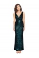 Compre Verde oscuro Sirena Cuello en V Lentejuela Largo Formales Vestidos de dama de honor / Vestidos de fiesta