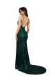 Compre Verde oscuro Sirena Cuello en V Lentejuela Largo Formales Vestidos de dama de honor / Vestidos de fiesta