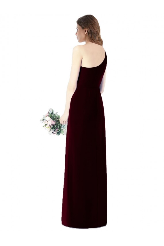 Compre Verde oscuro Trompeta Un Hombre Gasa Largo Vestidos de dama de honor