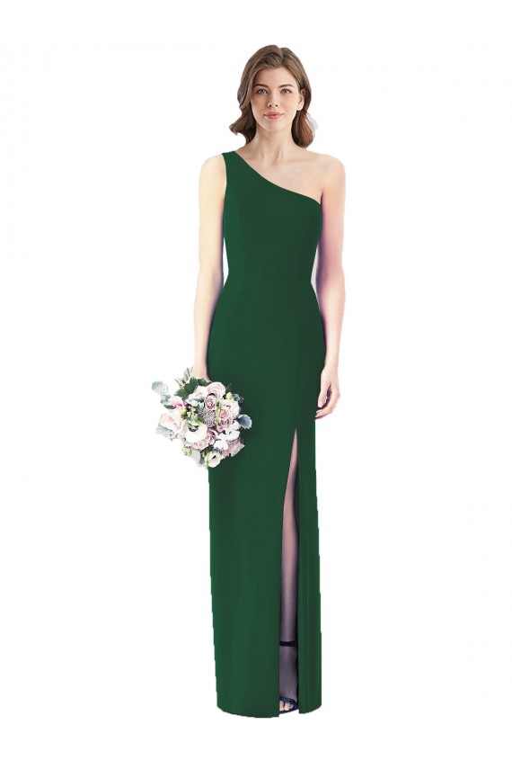 Compre Verde oscuro Trompeta Un Hombre Gasa Largo Vestidos de dama de honor