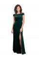 Compre Verde oscuro línea A Cuadrado Terciopelo Elástico Largo Formales Vestidos de dama de honor / Vestidos de fiesta