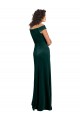 Compre Verde oscuro línea A Cuadrado Terciopelo Elástico Largo Formales Vestidos de dama de honor / Vestidos de fiesta