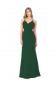 Compre Verde oscuro línea A Cuello en V Cuello de Corazón Gasa Largo Vestidos de dama de honor