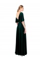 Compre Verde oscuro línea A Cuello en V Terciopelo Elástico Largo Vestidos de dama de honor / Vestidos de fiesta