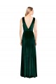 Compre Verde oscuro línea A Cuello en V Terciopelo Elástico Largo Formales Vestidos de dama de honor / Vestidos de fiesta