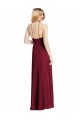 Compre Verde oscuro línea A Tirantes espagueti Cuello Alto Gasa Largo Vestidos de dama de honor