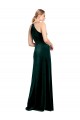 Compre Verde oscuro línea A Tirantes espagueti Cuello joya Terciopelo Elástico Largo Vestidos de dama de honor / Vestidos de fiesta