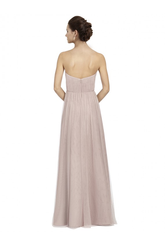Compre Vintage Rose línea A Cuello de Corazón Tul Largo Vestidos de dama de honor