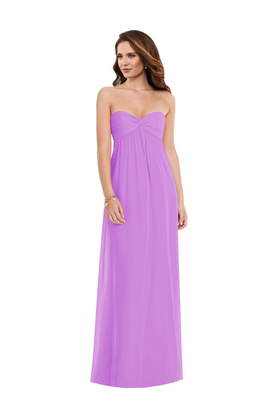 Compre Violeta línea A Cuello de Corazón Gasa Largo Vestidos de dama de honor
