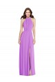 Compre Violeta línea A Halter Gasa Largo Formales Vestidos de dama de honor / Vestidos de noche
