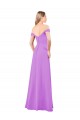 Compre Violeta línea A Hombros Descubiertos Gasa Largo Vestidos de dama de honor