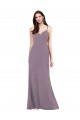Compre lavanda oscura Columna Cuello de Corazón Gasa Largo Formales Vestidos de dama de honor / Vestidos de noche
