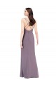 Compre lavanda oscura Columna Cuello de Corazón Gasa Largo Formales Vestidos de dama de honor / Vestidos de noche