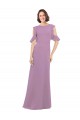 Compre lavanda oscura línea A Cuello Alto Gasa Largo Vestidos de dama de honor