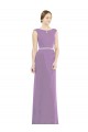 Compre lavanda oscura línea A Cuello Barco Cuello Alto Gasa Largo Vestidos de dama de honor