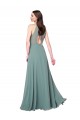 Compre lavanda oscura línea A Halter Gasa Largo Vestidos de dama de honor