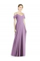 Compre lavanda oscura línea A Hombros Descubiertos Tirantes espagueti Gasa Largo Vestidos de dama de honor