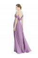 Compre lavanda oscura línea A Hombros Descubiertos Tirantes espagueti Gasa Largo Vestidos de dama de honor