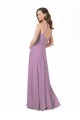 Compre lavanda oscura línea A Tirantes espagueti Gasa Encaje Largo Vestidos de dama de honor