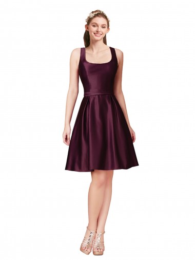 Compre línea A Barco Satén Corto Vestidos de dama de honor / Vestidos de fiesta / Vestidos de cóctel