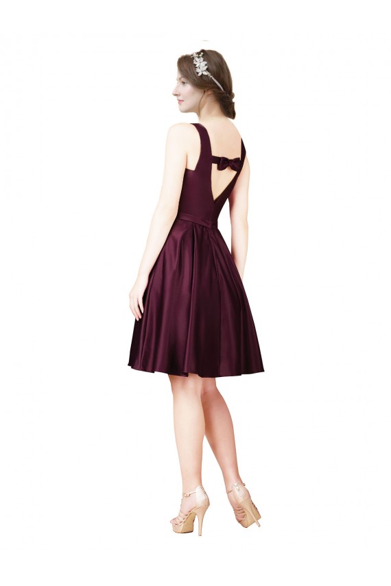 Compre línea A Barco Satén Corto Vestidos de dama de honor / Vestidos de fiesta / Vestidos de cóctel