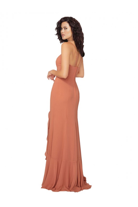 Compre línea A Cuadrado Gasa Largo Vestidos de dama de honor