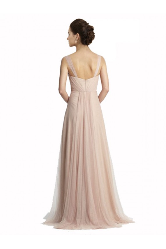 Compre línea A Cuadrado Tul Largo Vestidos de dama de honor