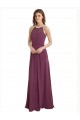 Compre línea A Cuello Alto Gasa Largo Vestidos de dama de honor