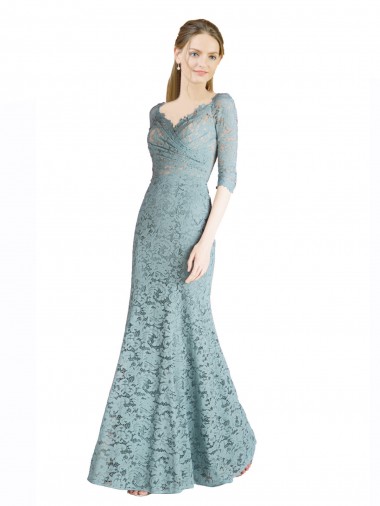Compre línea A Cuello de Corazón Encaje Largo Vestidos de dama de honor / Vestidos de fiesta