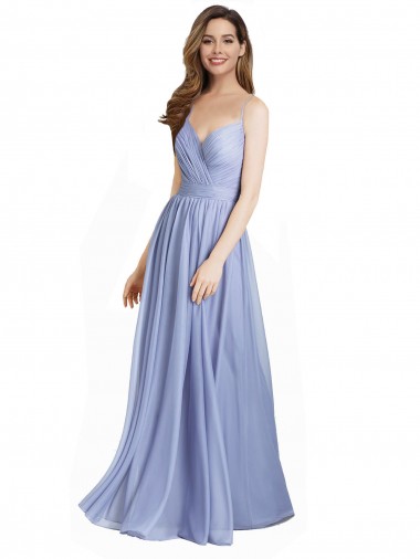 Compre línea A Cuello de Corazón Gasa Encaje Largo Vestidos de dama de honor