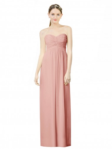 Compre línea A Cuello de Corazón Gasa Largo Vestidos de dama de honor