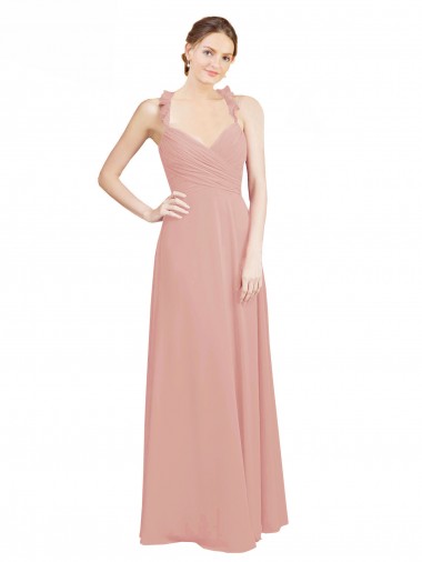 Compre línea A Cuello de Corazón Gasa Largo Vestidos de dama de honor