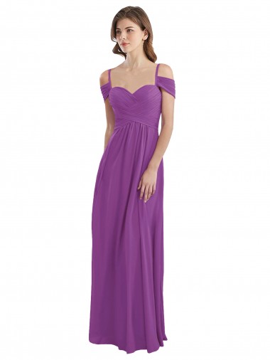 Compre línea A Cuello de Corazón Gasa Largo Vestidos de dama de honor