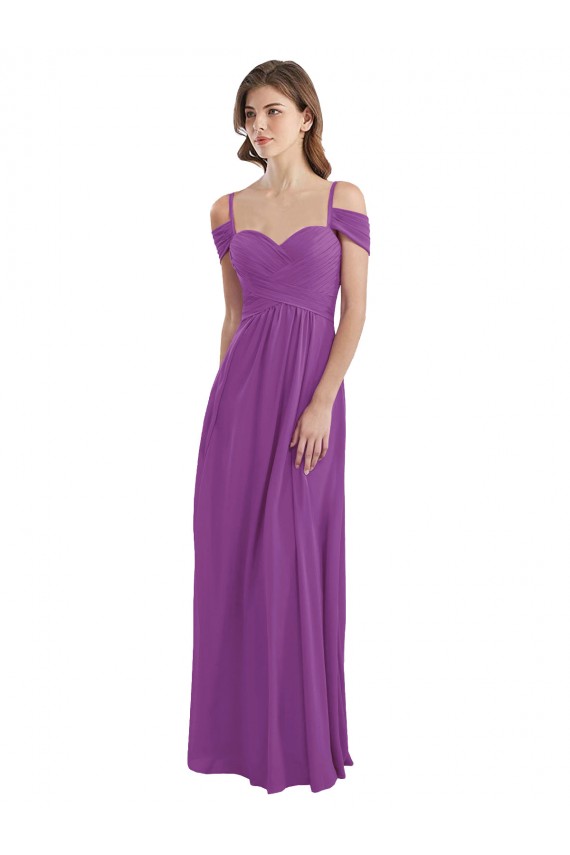 Compre línea A Cuello de Corazón Gasa Largo Vestidos de dama de honor