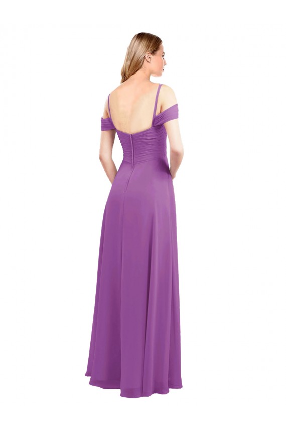 Compre línea A Cuello de Corazón Gasa Largo Vestidos de dama de honor