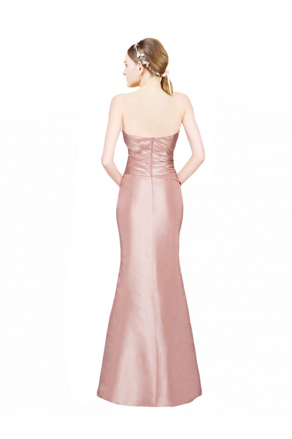 Compre línea A Cuello de Corazón Sin tirantes Satén elástico Largo Formales Vestidos de dama de honor / Vestidos de fiesta