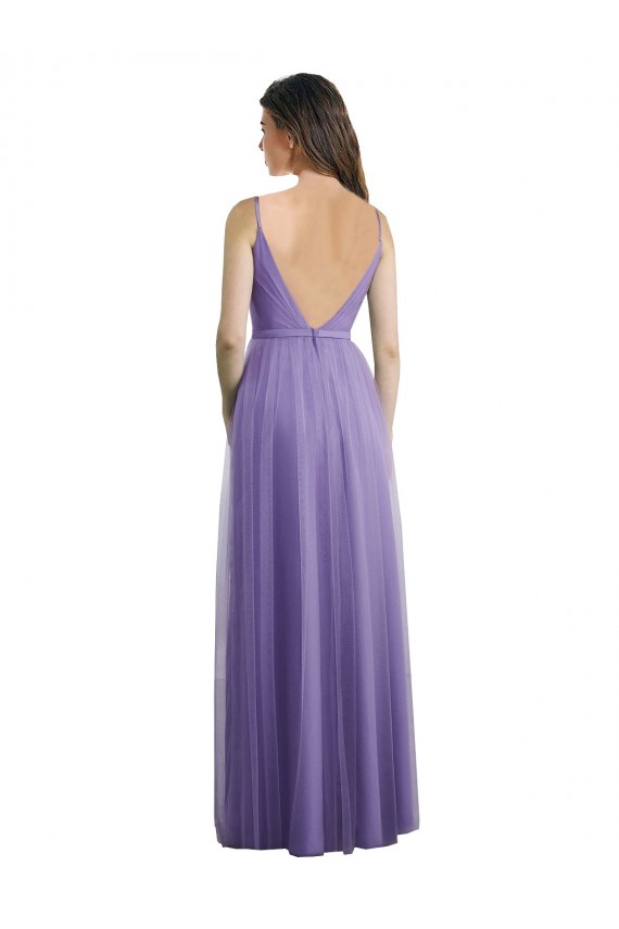 Compre línea A Cuello de Corazón Tul Largo Vestidos de dama de honor