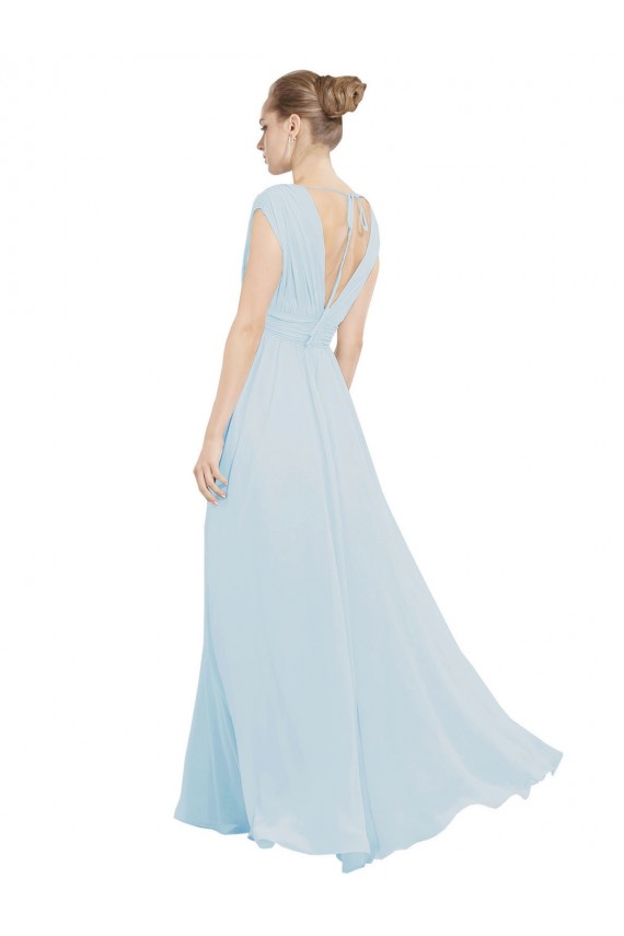Compre línea A Cuello en V Gasa Largo Vestidos de dama de honor